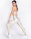 Nicola Metallic Leopard Leggings - White