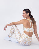 Nicola Metallic Leopard Sports Bra - White